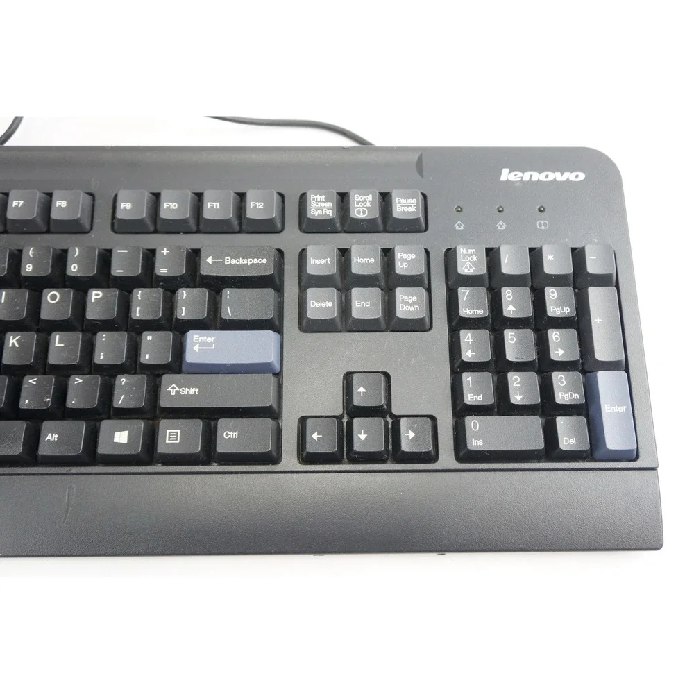 Lenovo Keyboard KB1021 PC Mac OS Black Wired USB 104-Key QWERTY‎ Good